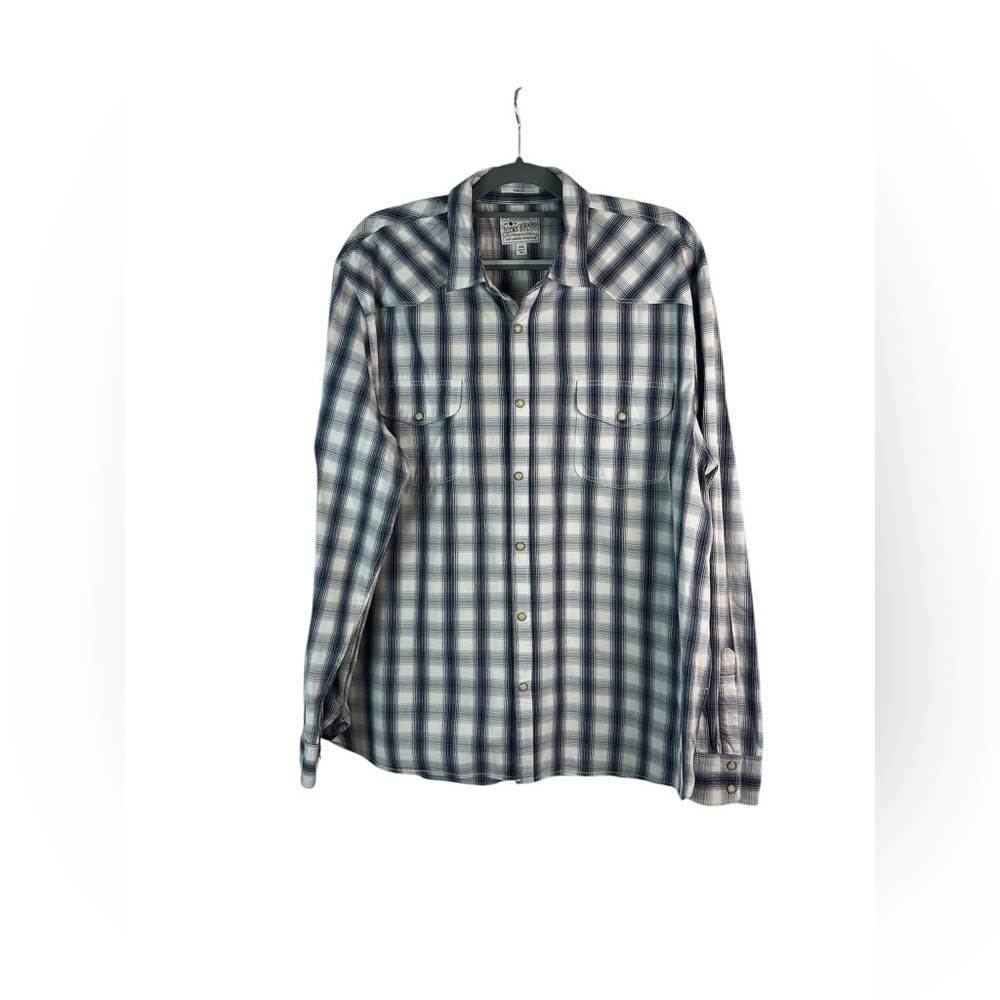Lucky Brand‎ blue plaid pearl snap western long sleeve shirt slim fit size xxl